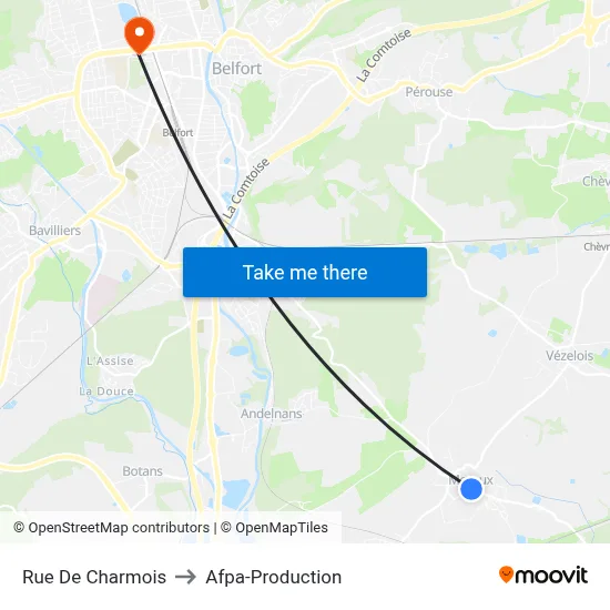 Rue De Charmois to Afpa-Production map