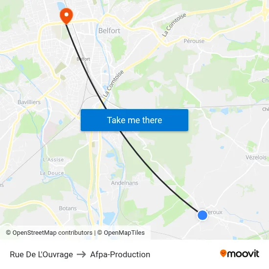 Rue De L'Ouvrage to Afpa-Production map