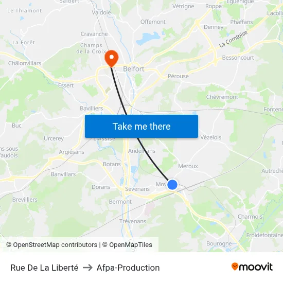 Rue De La Liberté to Afpa-Production map