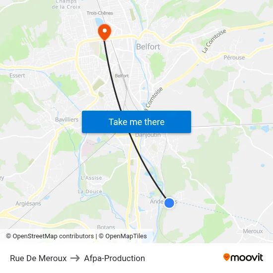 Rue De Meroux to Afpa-Production map
