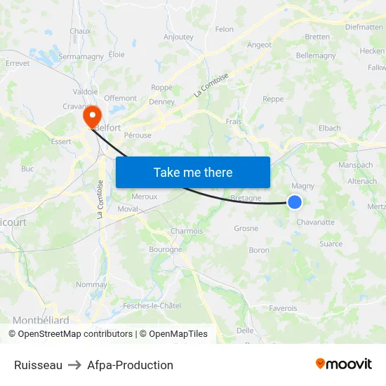 Ruisseau to Afpa-Production map