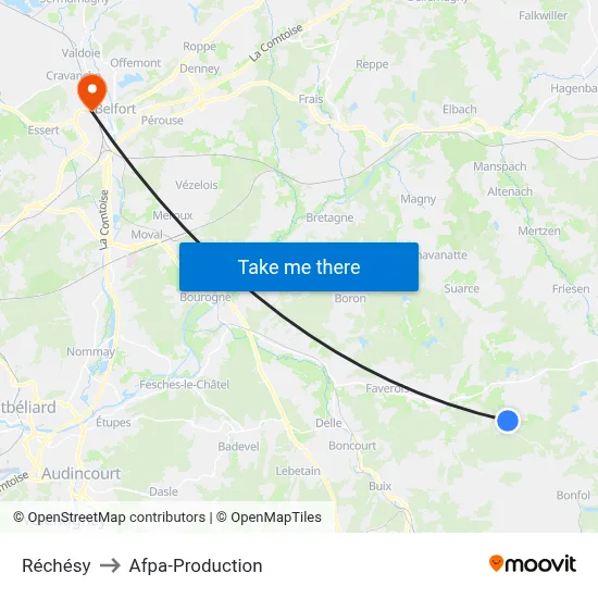 Réchésy to Afpa-Production map