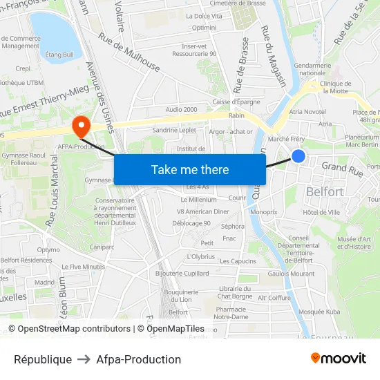 République to Afpa-Production map