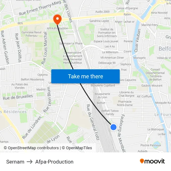 Sernam to Afpa-Production map