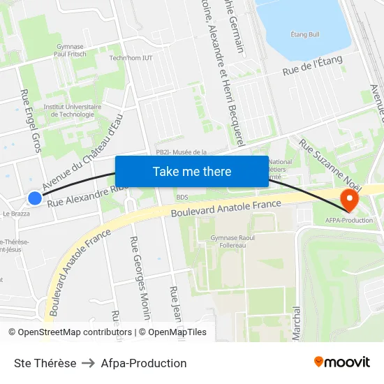 Ste Thérèse to Afpa-Production map