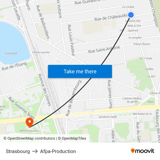 Strasbourg to Afpa-Production map