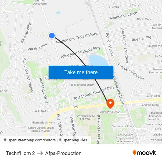 Techn'Hom 2 to Afpa-Production map
