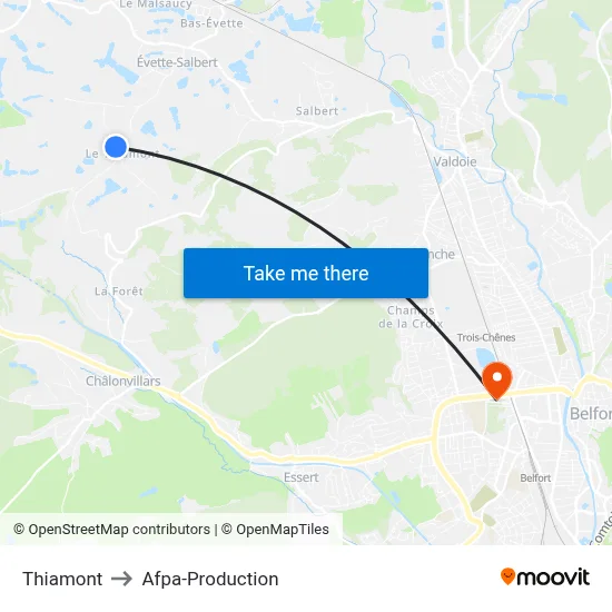 Thiamont to Afpa-Production map