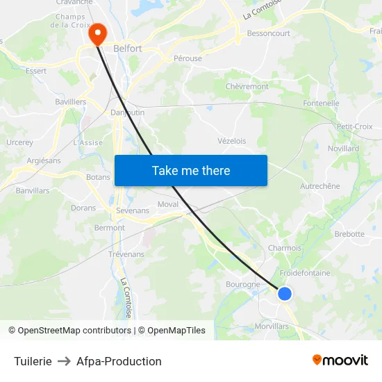 Tuilerie to Afpa-Production map