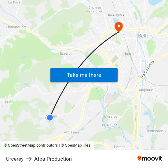 Urcerey to Afpa-Production map