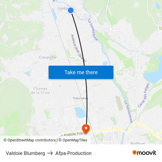 Valdoie Blumberg to Afpa-Production map