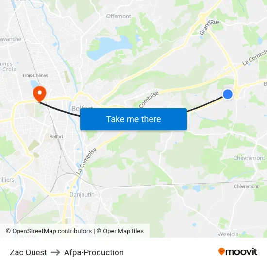 Zac Ouest to Afpa-Production map