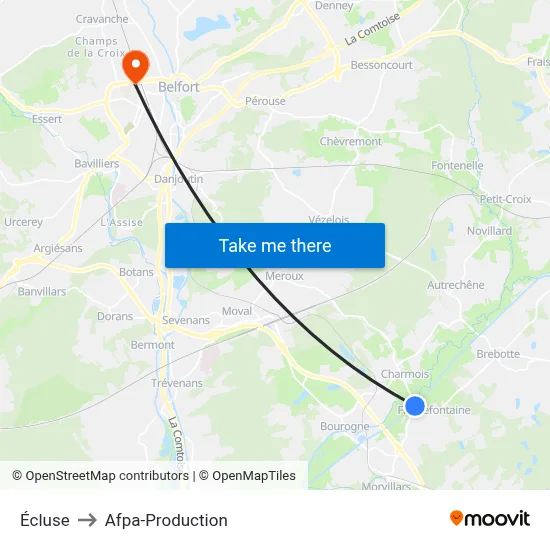 Écluse to Afpa-Production map