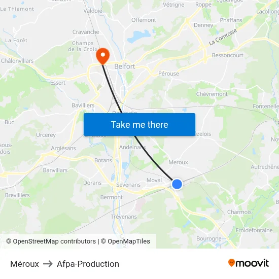 Méroux to Afpa-Production map