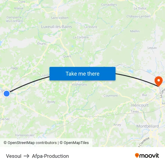 Vesoul to Afpa-Production map