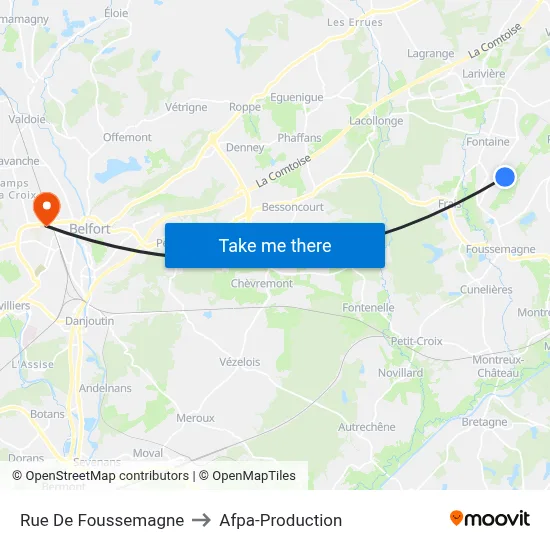 Rue De Foussemagne to Afpa-Production map