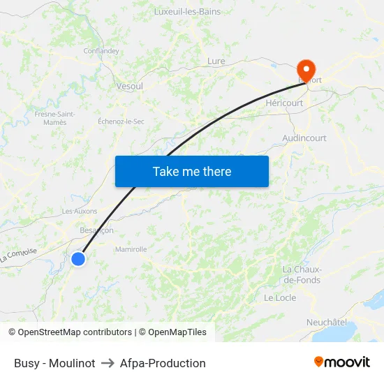 Busy - Moulinot to Afpa-Production map