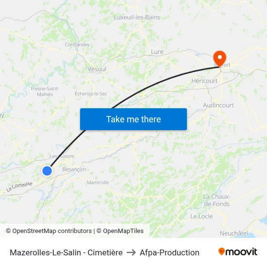 Mazerolles-Le-Salin - Cimetière to Afpa-Production map