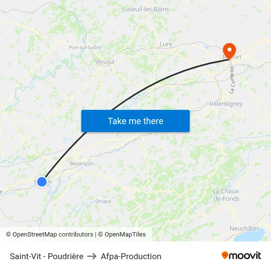 Saint-Vit - Poudrière to Afpa-Production map