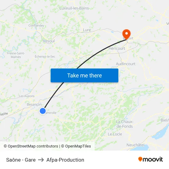 Saône - Gare to Afpa-Production map
