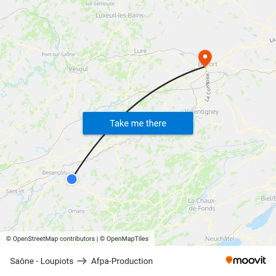 Saône - Loupiots to Afpa-Production map