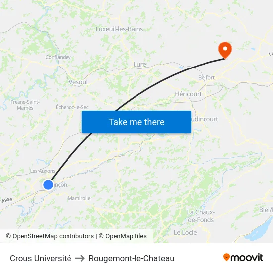Crous Université to Rougemont-le-Chateau map
