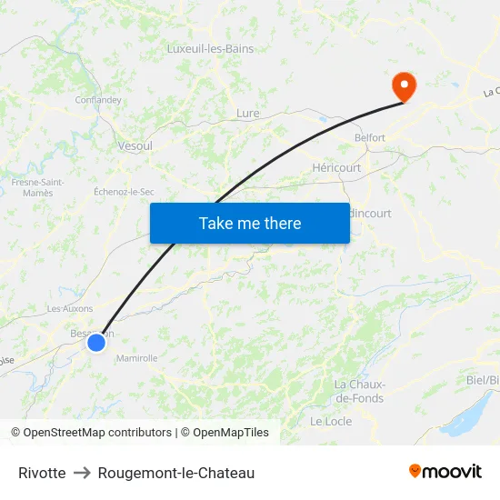 Rivotte to Rougemont-le-Chateau map