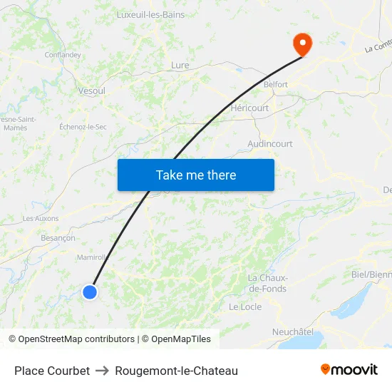Place Courbet to Rougemont-le-Chateau map