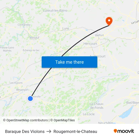 Baraque Des Violons to Rougemont-le-Chateau map