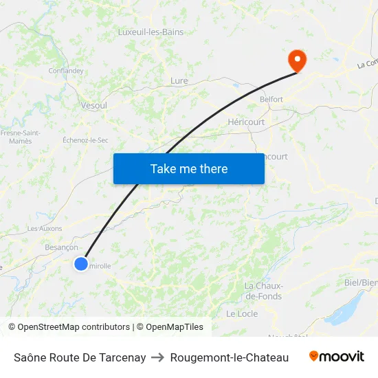 Saône Route De Tarcenay to Rougemont-le-Chateau map