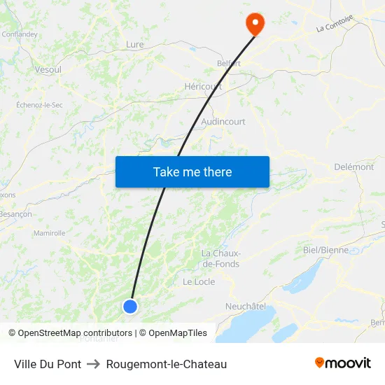 Ville Du Pont to Rougemont-le-Chateau map