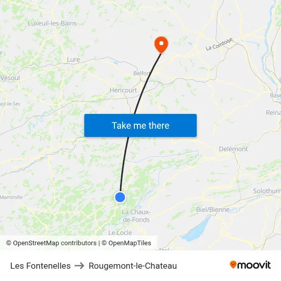 Les Fontenelles to Rougemont-le-Chateau map