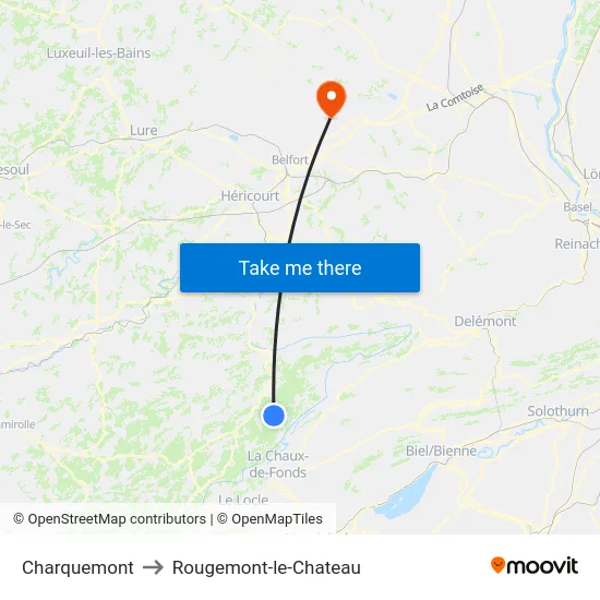 Charquemont to Rougemont-le-Chateau map