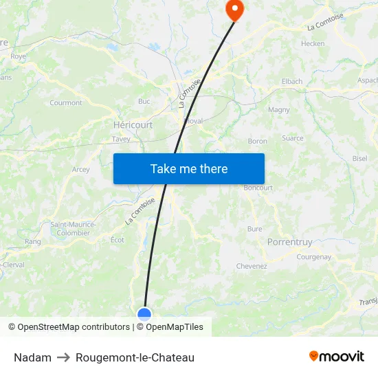 Nadam to Rougemont-le-Chateau map