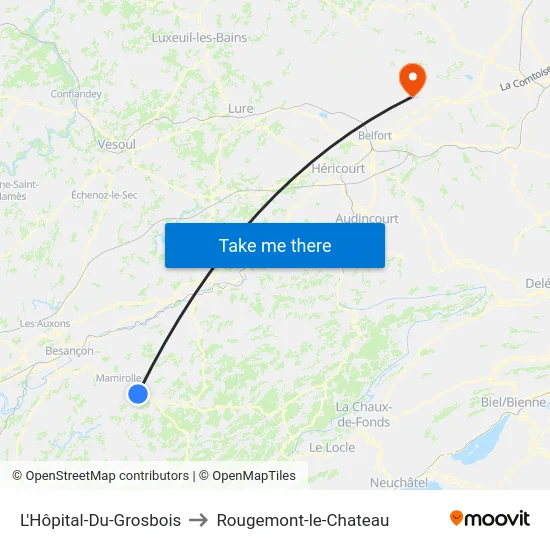 L'Hôpital-Du-Grosbois to Rougemont-le-Chateau map
