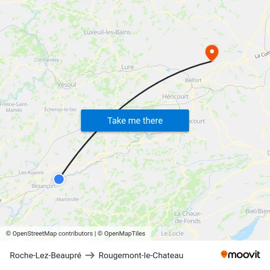 Roche-Lez-Beaupré to Rougemont-le-Chateau map