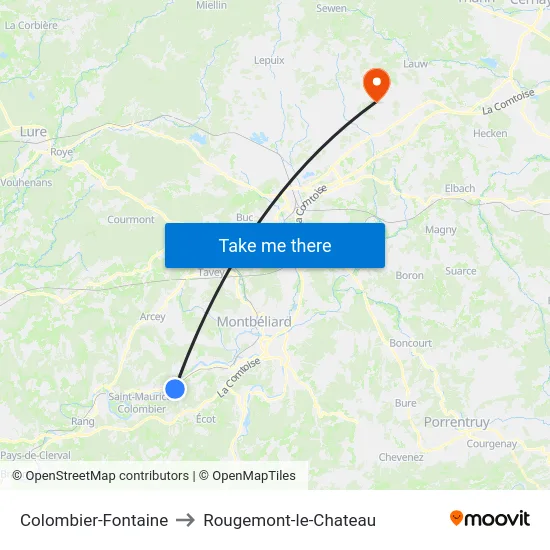 Colombier-Fontaine to Rougemont-le-Chateau map