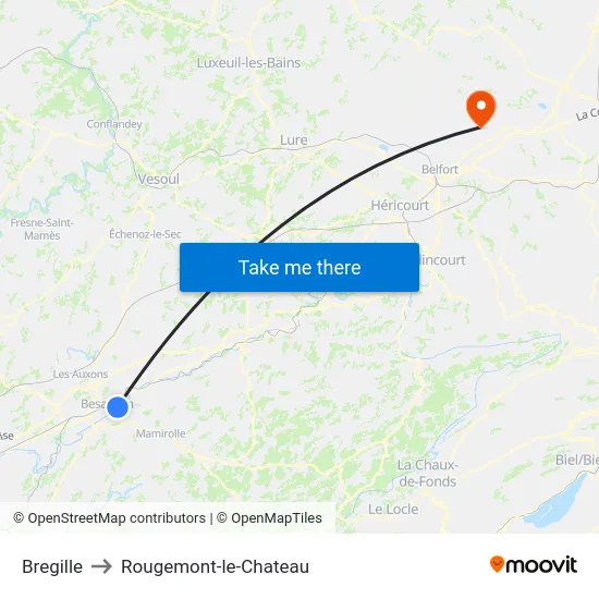 Bregille to Rougemont-le-Chateau map