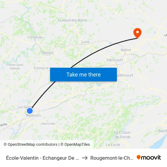 École-Valentin - Echangeur De Valentin to Rougemont-le-Chateau map