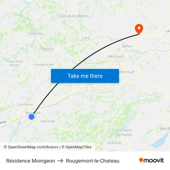 Résidence Moingeon to Rougemont-le-Chateau map