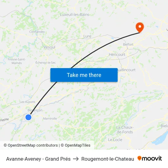 Avanne-Aveney - Grand Prés to Rougemont-le-Chateau map