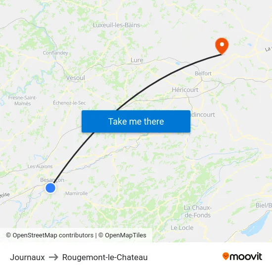 Journaux to Rougemont-le-Chateau map