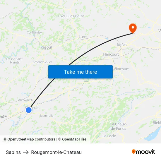 Sapins to Rougemont-le-Chateau map