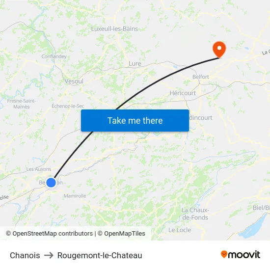 Chanois to Rougemont-le-Chateau map