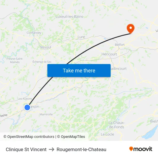 Clinique St Vincent to Rougemont-le-Chateau map