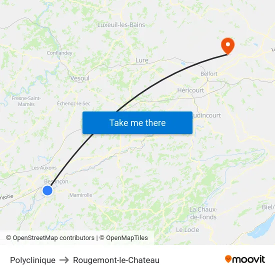 Polyclinique to Rougemont-le-Chateau map