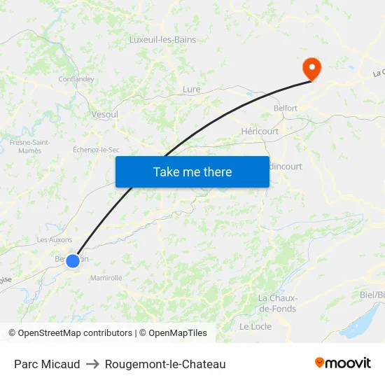 Parc Micaud to Rougemont-le-Chateau map