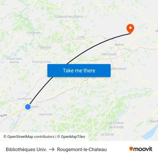 Bibliothèques Univ. to Rougemont-le-Chateau map
