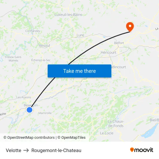 Velotte to Rougemont-le-Chateau map
