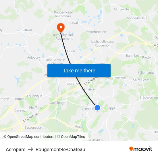 Aéroparc to Rougemont-le-Chateau map